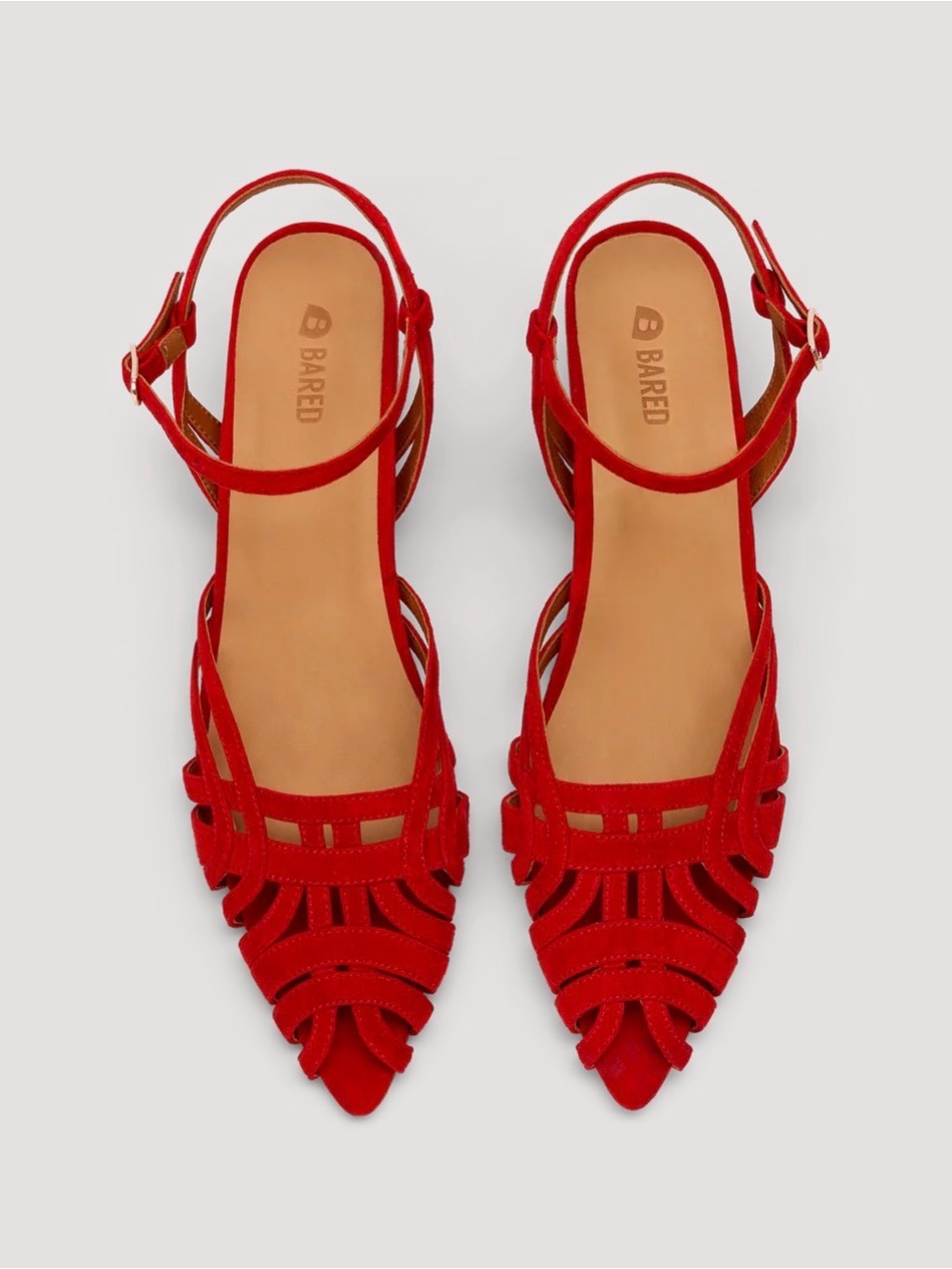 Bared Footwear Red Strappy Low Block Heel Sandals — image 4 of 8